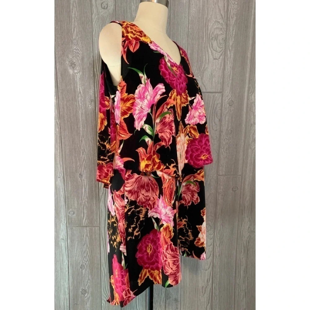 Tahari Floral Asymmetrical Hem Dress 8P